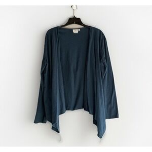 Hot Cotton Cardigan Waterfall Navy Blue Nautical Lagenlook Open Front Large